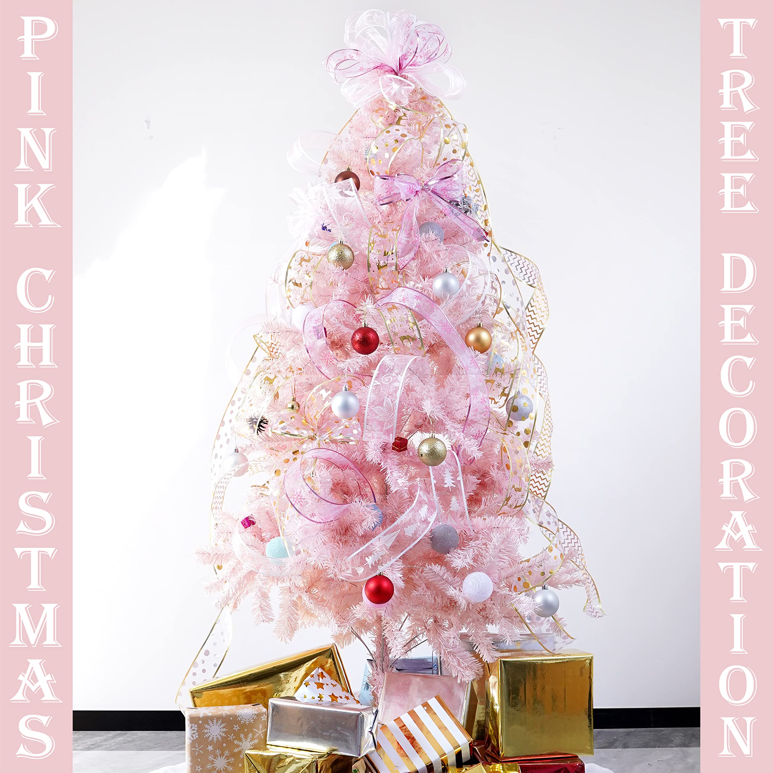 クリスマスツリー　リボンベース　ピンク クリスマスツリー リボンベース ピンク