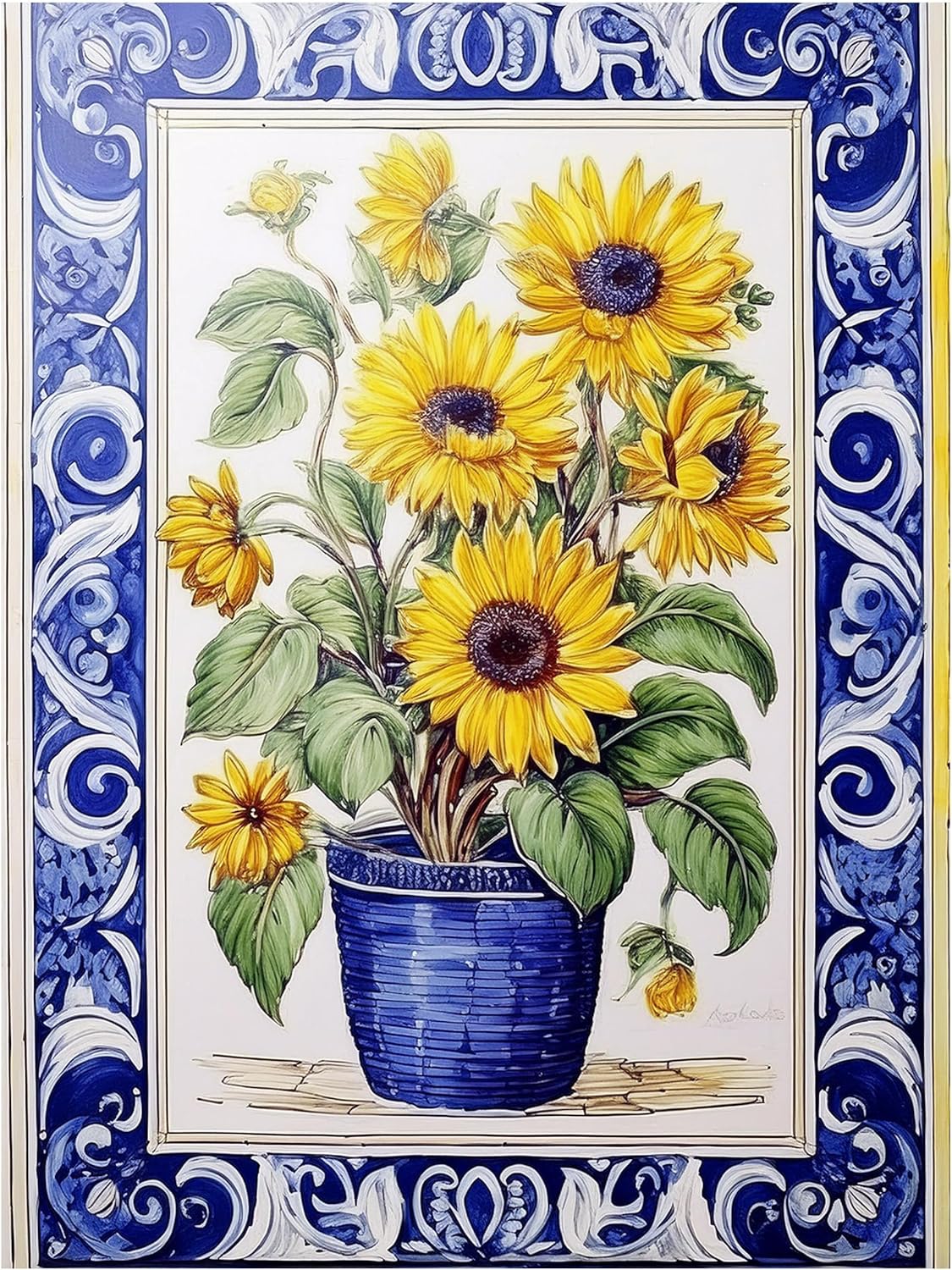 Sunflower Bouquet Pattern A957 Accent Tile Mural Kitchen Bathroom Wall Backsplash Behind Stove Range Sink Splashback One Tile 8"x10" Ceramic, Matte