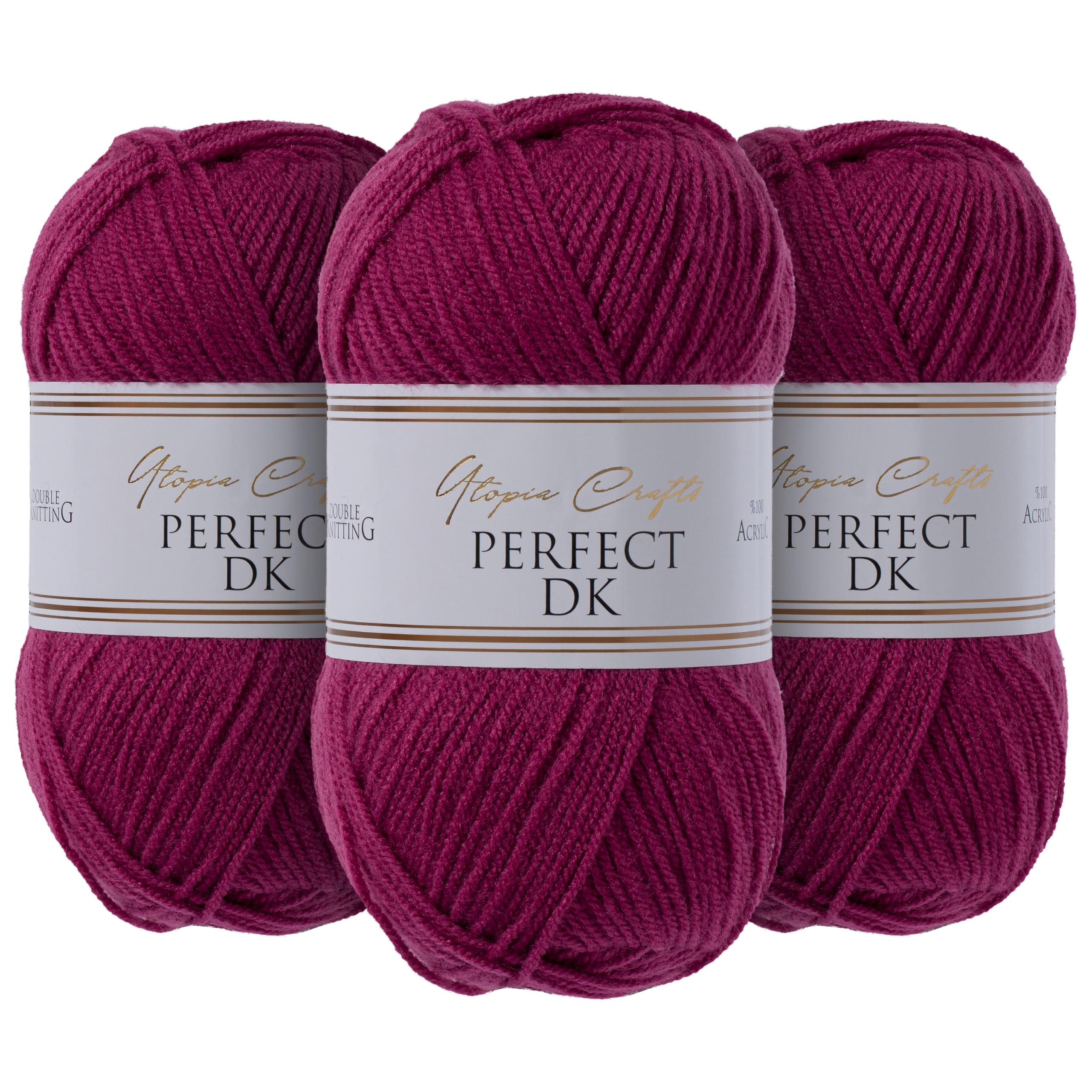 Utopia Crafts DK Double Knitting Yarn 3X 100g (Dark Raspberry)