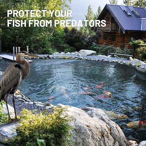 Miniatura 3 de Red de estanque, red de estanque de 14 x 14 pies para estanques Koi, red de estanque duradera y resistente para atrapar hojas y escombros, ahuyentar