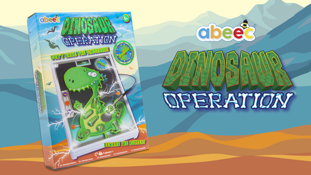 Abeec Gioco Operazione Dinosauro - Gioco Da Tavolo Per Bambini 6+ Con Pinzette E Cicalino