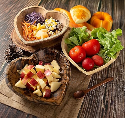 Miniatura 5 de WitnyStore Cuenco en forma de corazón de 8 pulgadas, cuenco funcional y coleccionable, cuenco de madera hecho a mano para servir dulces, frutos