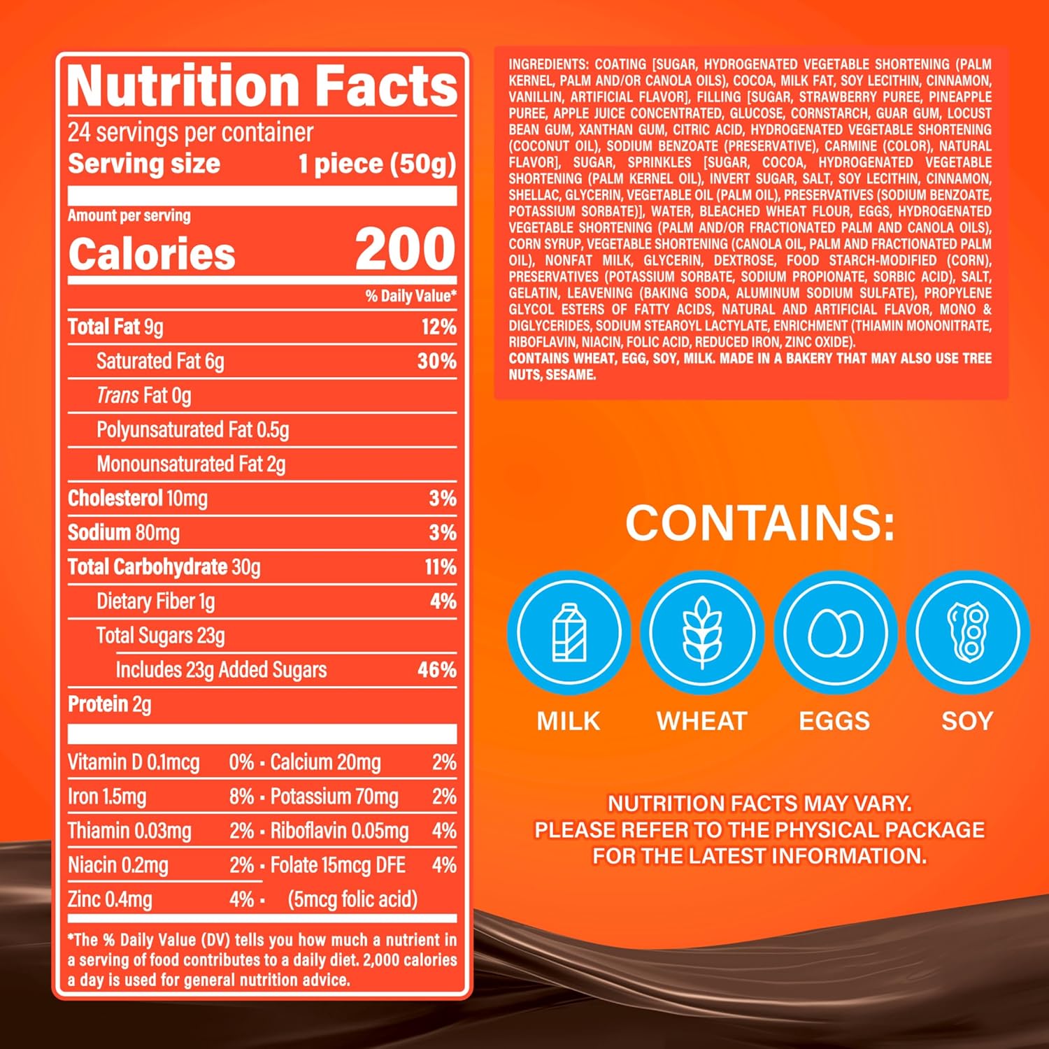 Marinela Gansito Strawberry Filled Snack Cake, 24 individual packs, (1 ct each), Chocolate Flavored Covered Snack Cakes, 42.24 oz Multipack