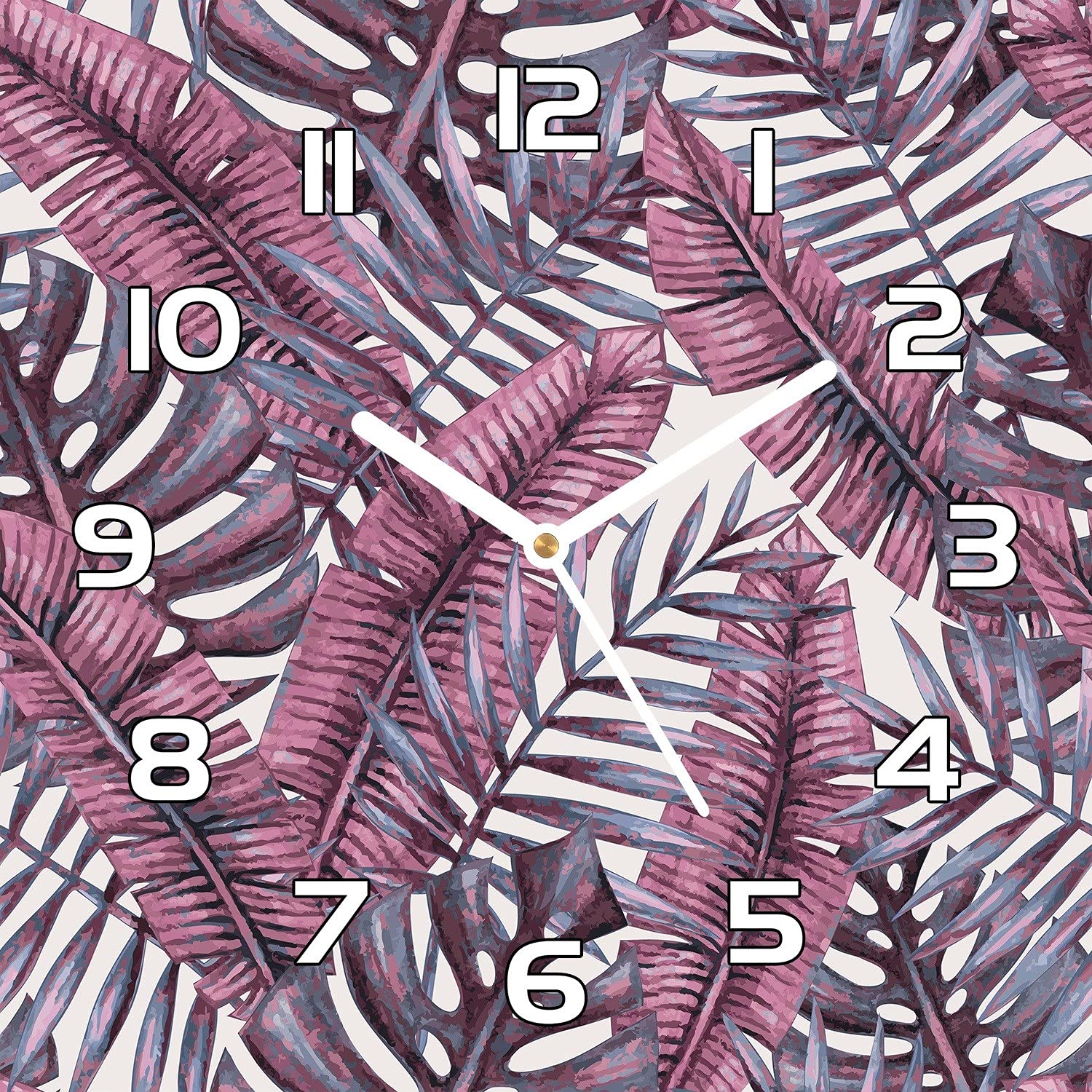 Horloge en verre 30x30 cm jungle moderne et silencieuse pour salon
