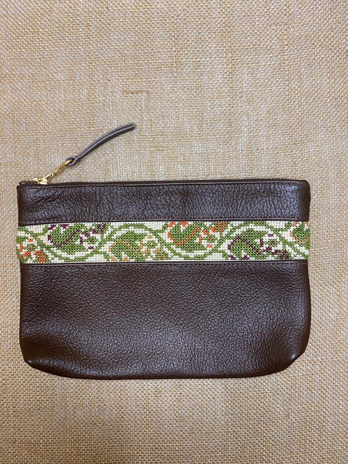 Clutch Purses for Women, Clutch Wallet for Women, Clutch Handbag, Brown Leather Clutch, Clutch Brown Purse, Embroidered Clutch Bag, Brown Leather Clutch Purses for Women, Fair Trade Leather Bag