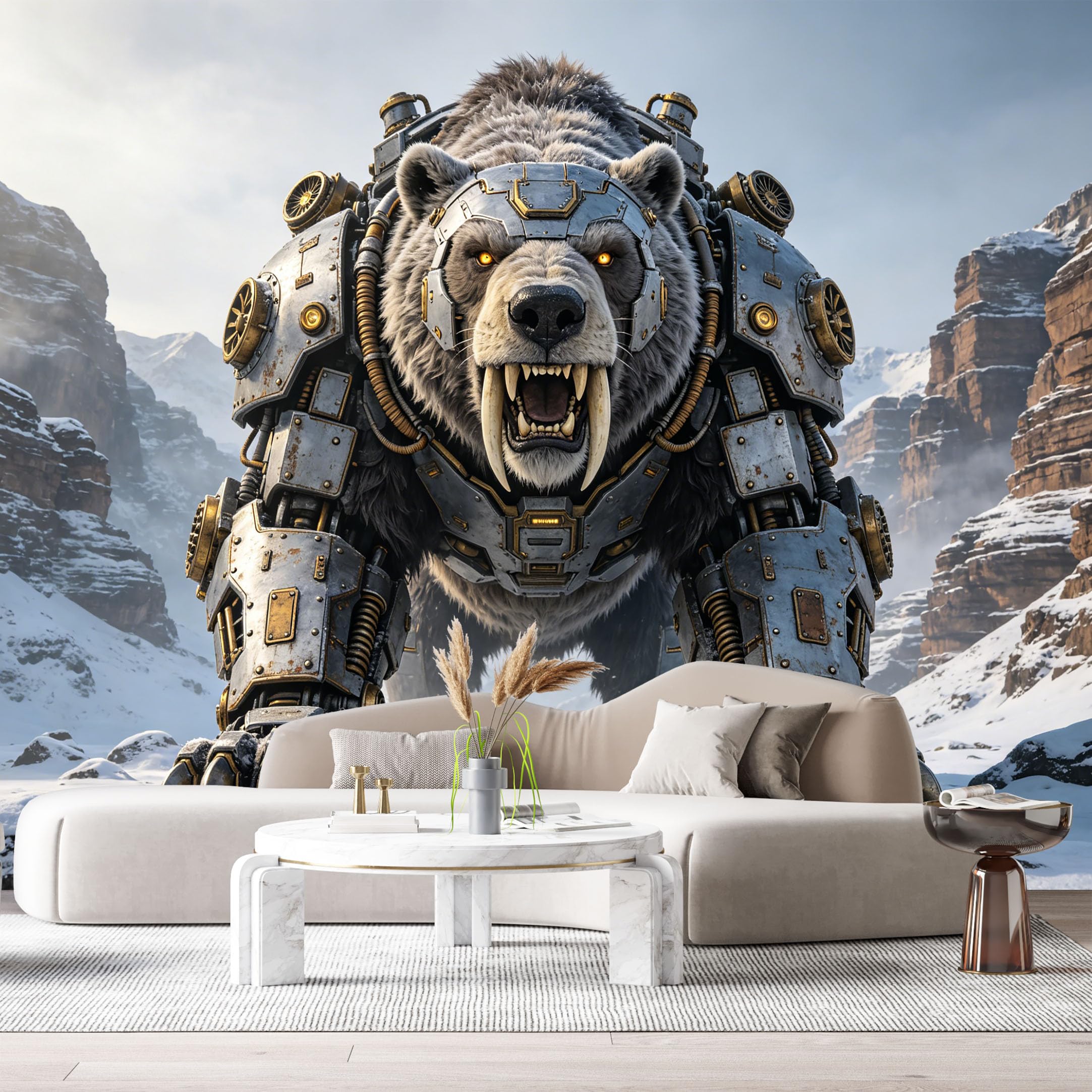 Custom Size Wall Mural Mechanical Armored Wild Beast SciFi Robot Beast Metal Armor Futuristic Mech Battle Machine SelfAdhesive Art Prints Removable Large Wallpaper Esports Game Room Studio