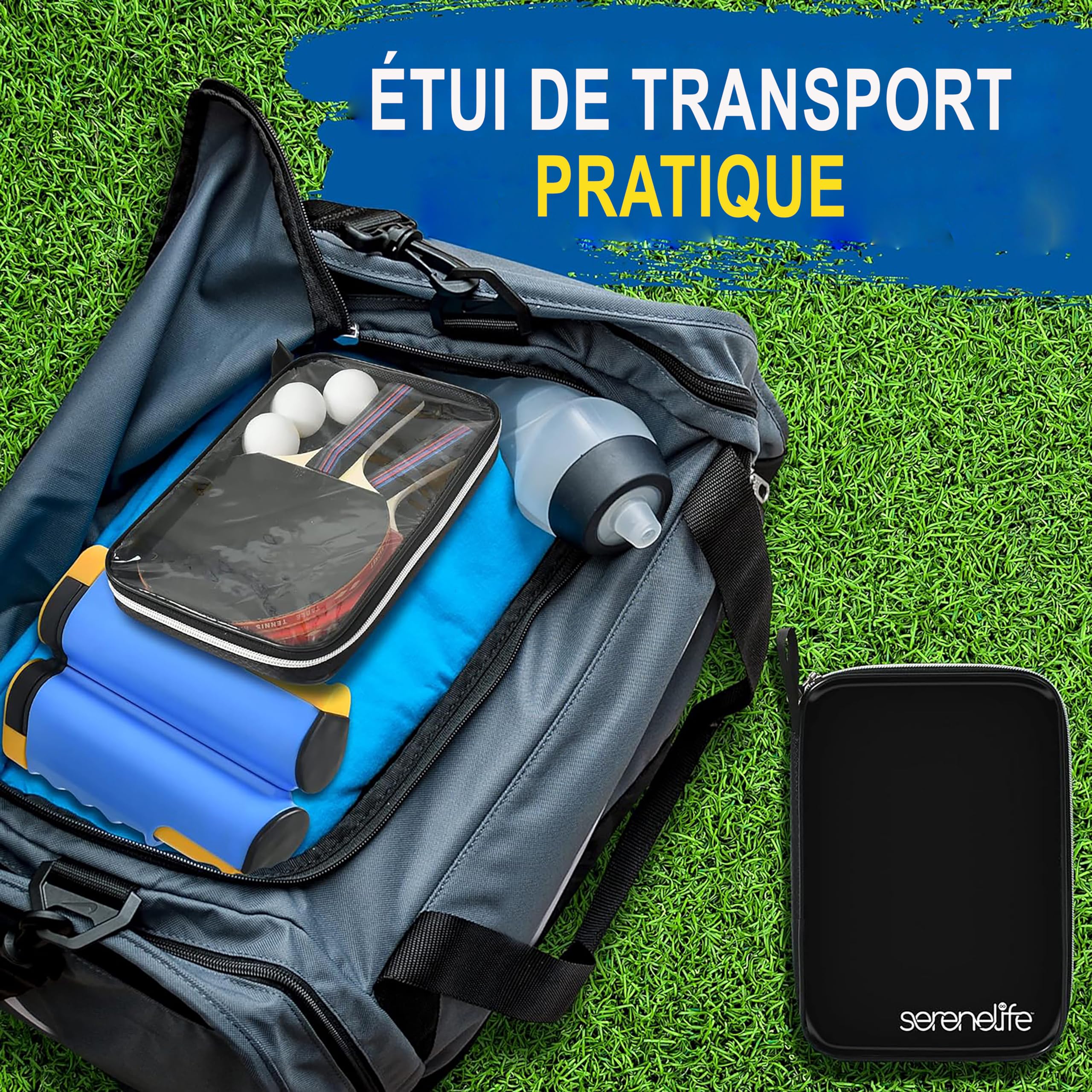 Set Tennis De Table Portable SereneLife – Filet, Raquettes Et Balles Pour Jouer Dedans Ou Dehors