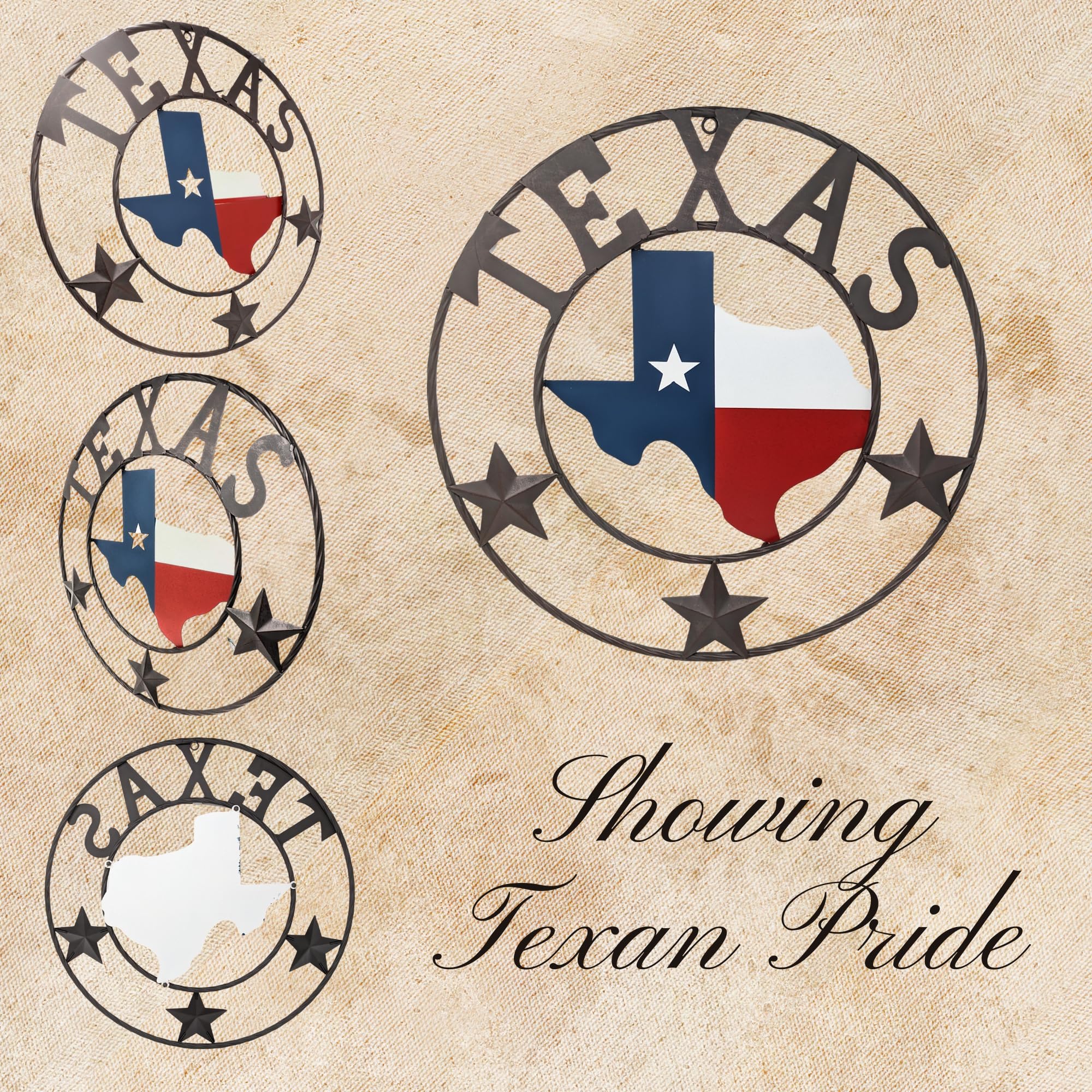 Targa in metallo retrò Texas Lone' Star Home Map Decorazione per la stanza da uomo Targa