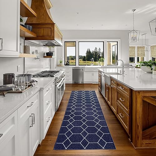Miniatura 2 de Alfombra de pasillo hecha a medida para cocina, vestíbulo, pasillo, entrada, elige tu longitud, tamaño de 31 pulgadas de ancho, diseño geométrico de