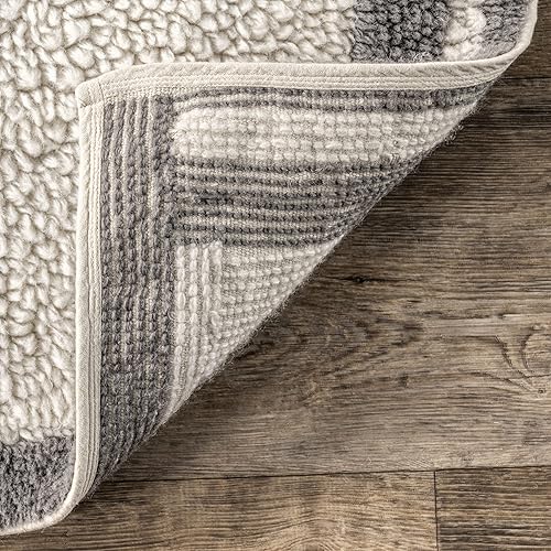 Miniatura 8 de nuLOOM Sondra - Tapete de lana marroquí con diamantes lavable a máquina, 2 x 8 pies, color marfil, rectangular