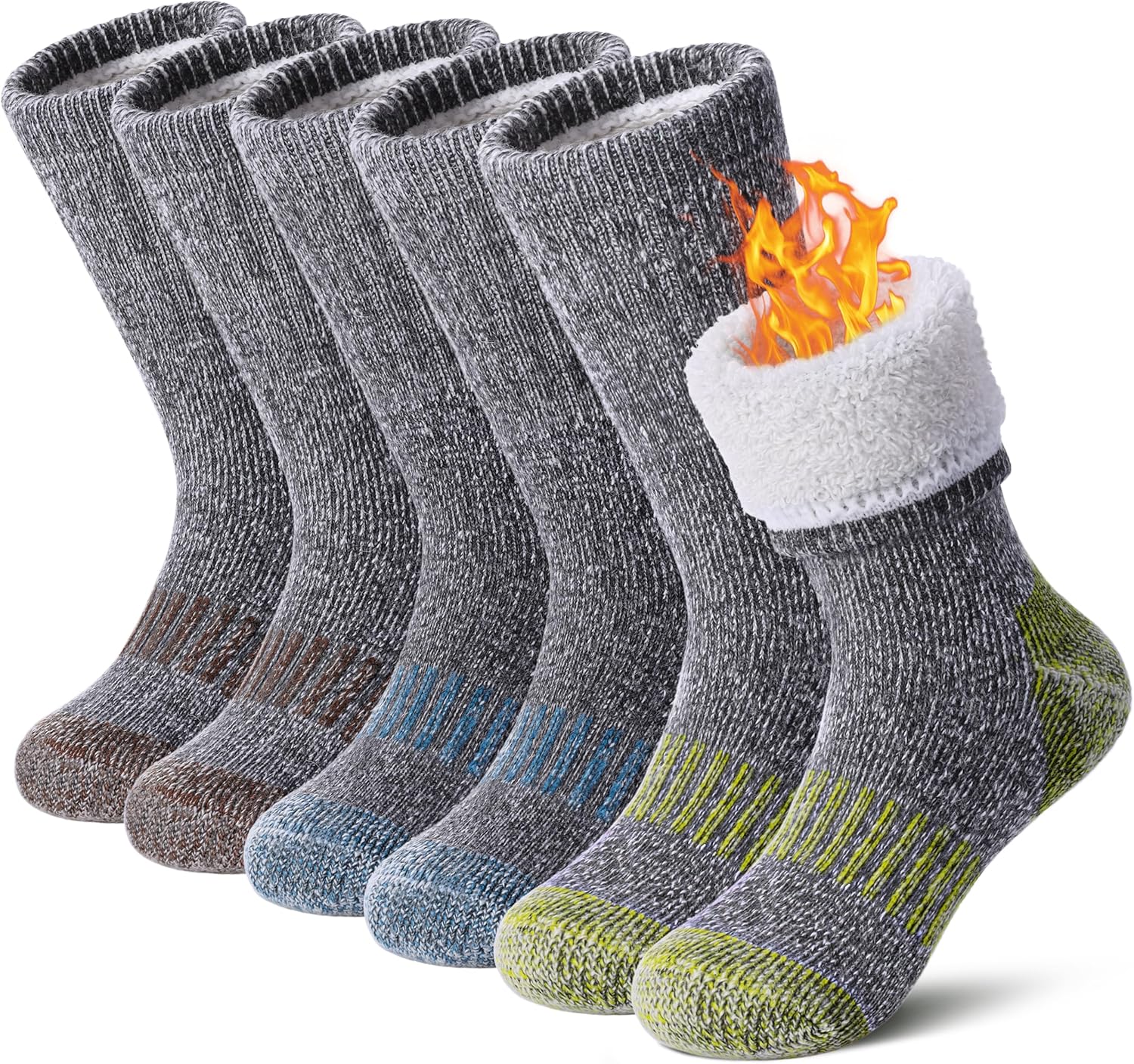 Kids Wool Hiking Socks Boys Girls Merino Wool Socks Thermal Winter Warm Thick Cushion Cozy Boot Crew Socks