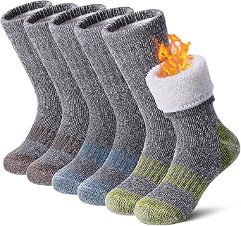 Kids Wool Hiking Socks Boys Girls Merino Wool Socks Thermal Winter Warm Thick Cushion Cozy Boot Crew Socks