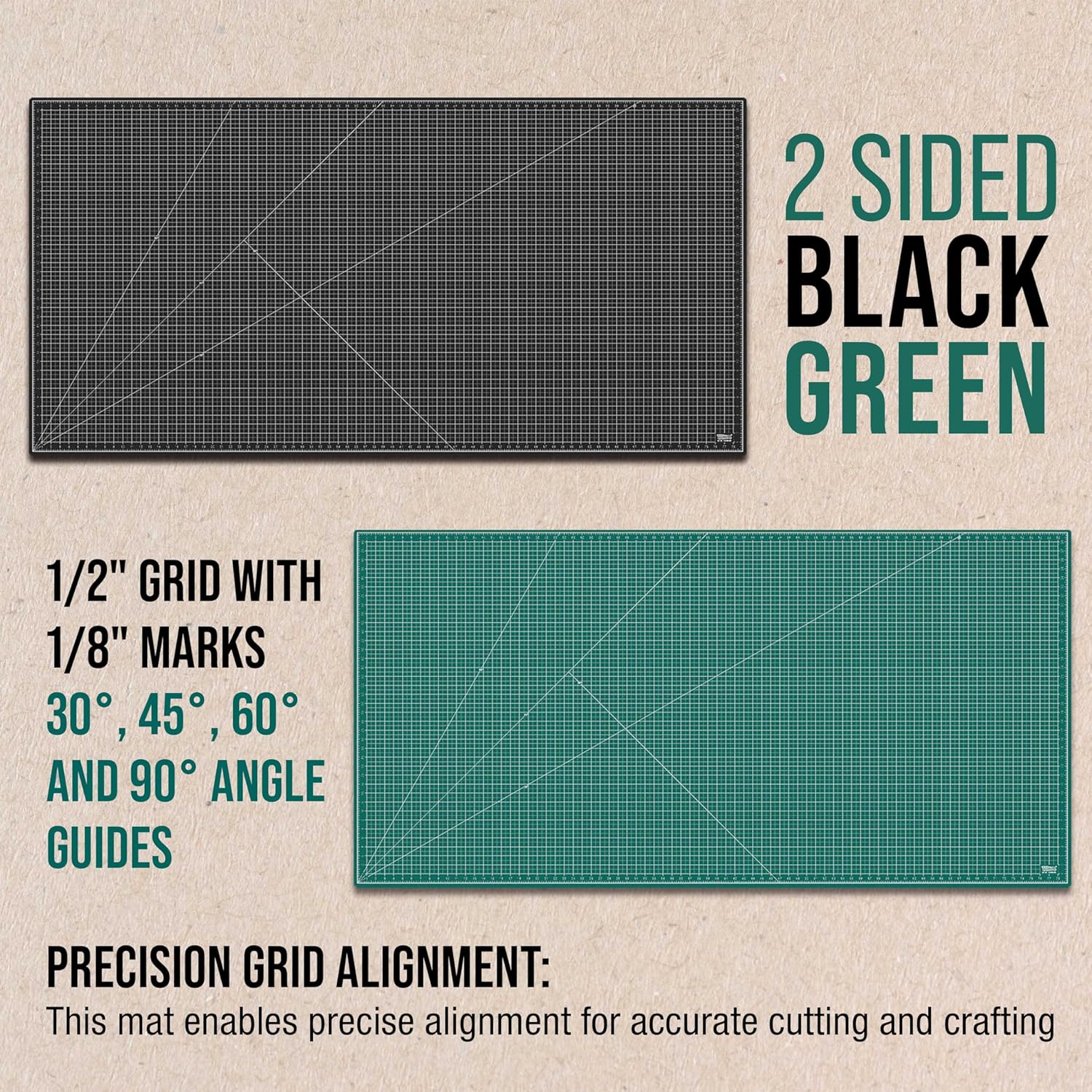 U.S. Art Supply 40" x 80" Self-Healing Cutting Mat 5-Ply - Double-Sided Green/Black Craft Mat, Non-Slip Cutting Mats for Crafts, Sewing, Quilting, Scrapbooking