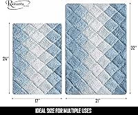 Vista 3 de Ramanta Home Juego de 2 alfombras de baño 100% algodón, antideslizantes, súper suaves, absorbentes, para baño, ducha, bañera, cocina, entrada