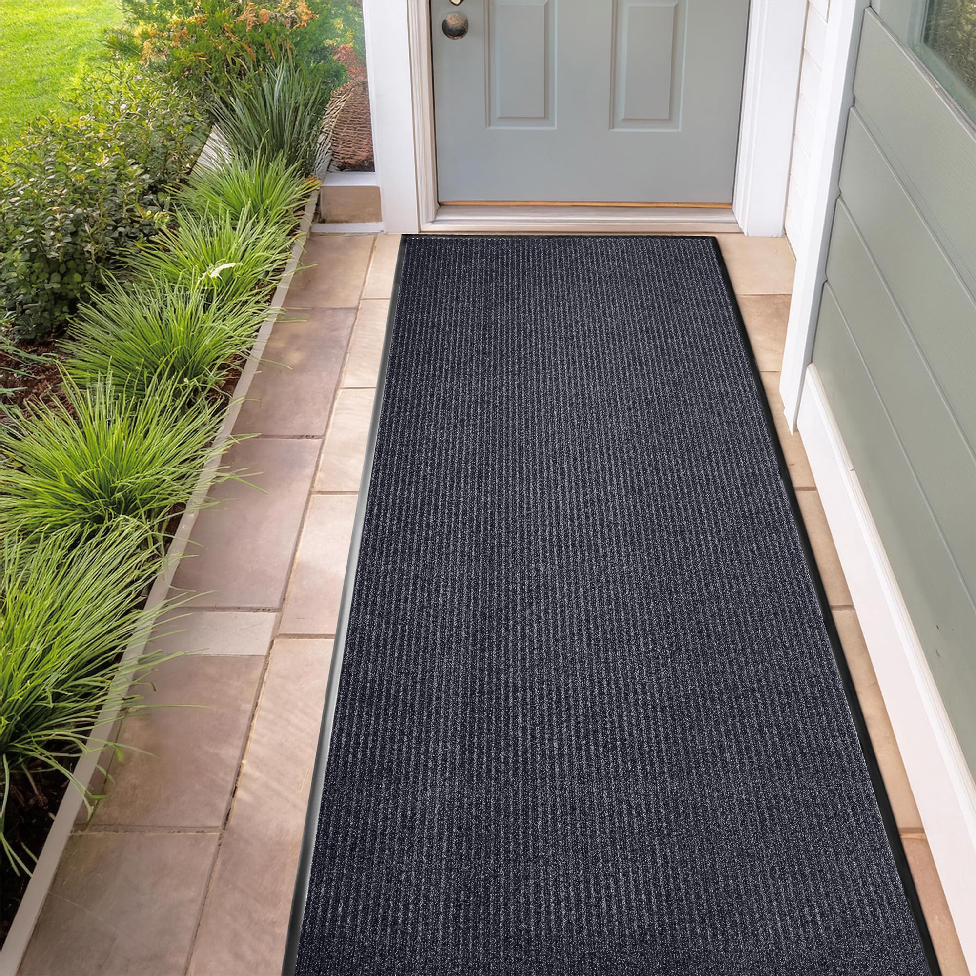 MaxMat® Industrial Grade Door Mat - Extra Large, Heavy Duty, Waterproof, Low-Profile, Easy to Clean Floor Mat (3 x 10 Feet, Grey, MXM-RIB0310GY)