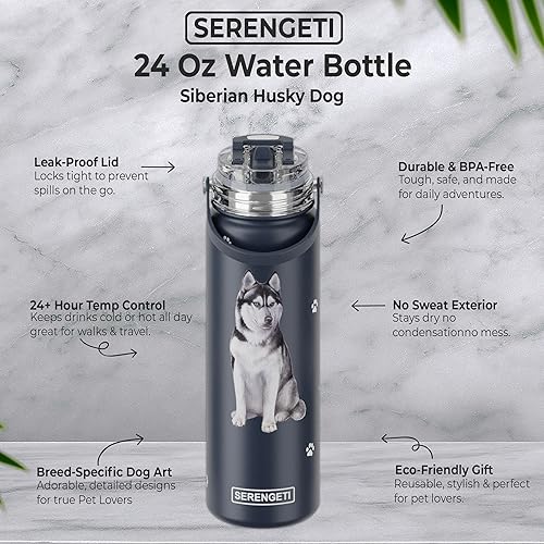 Miniatura 134 de E&S Pets SERENGETI - Botella de agua de acero inoxidable de 24 onzas con tapa a prueba de derrames, doble pared aislada al vacío, impresión 3D
