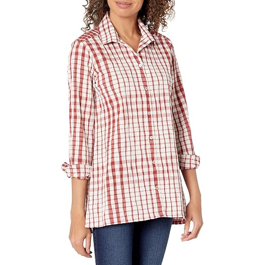 Foxcroft womens Cici Essential Non-iron Tunic Shirt, White, 12 US
