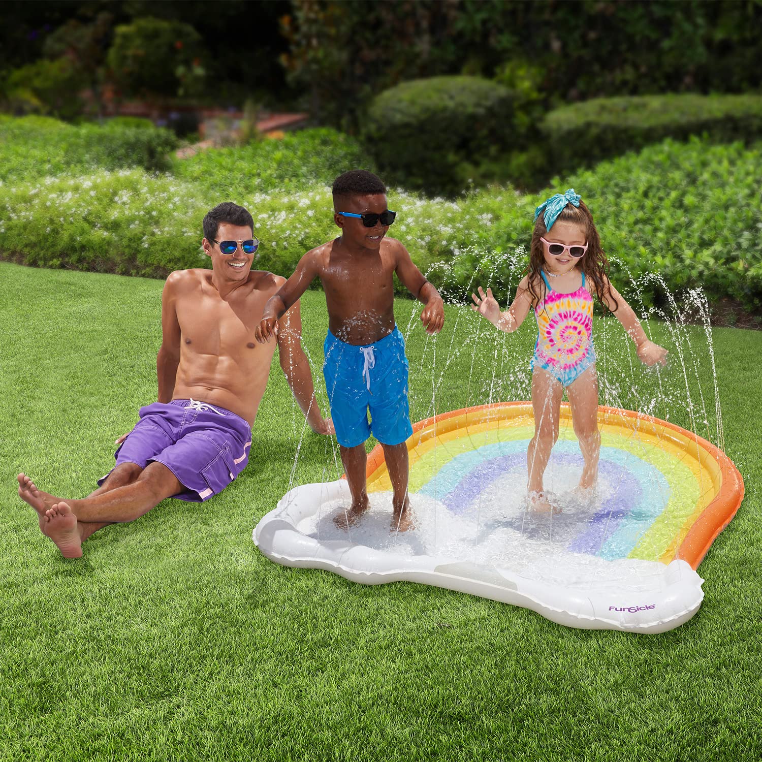 Funsicle 5 ft Rainbow FunSpray Kids Splash Mat with Sprayers for Above-Ground Pool