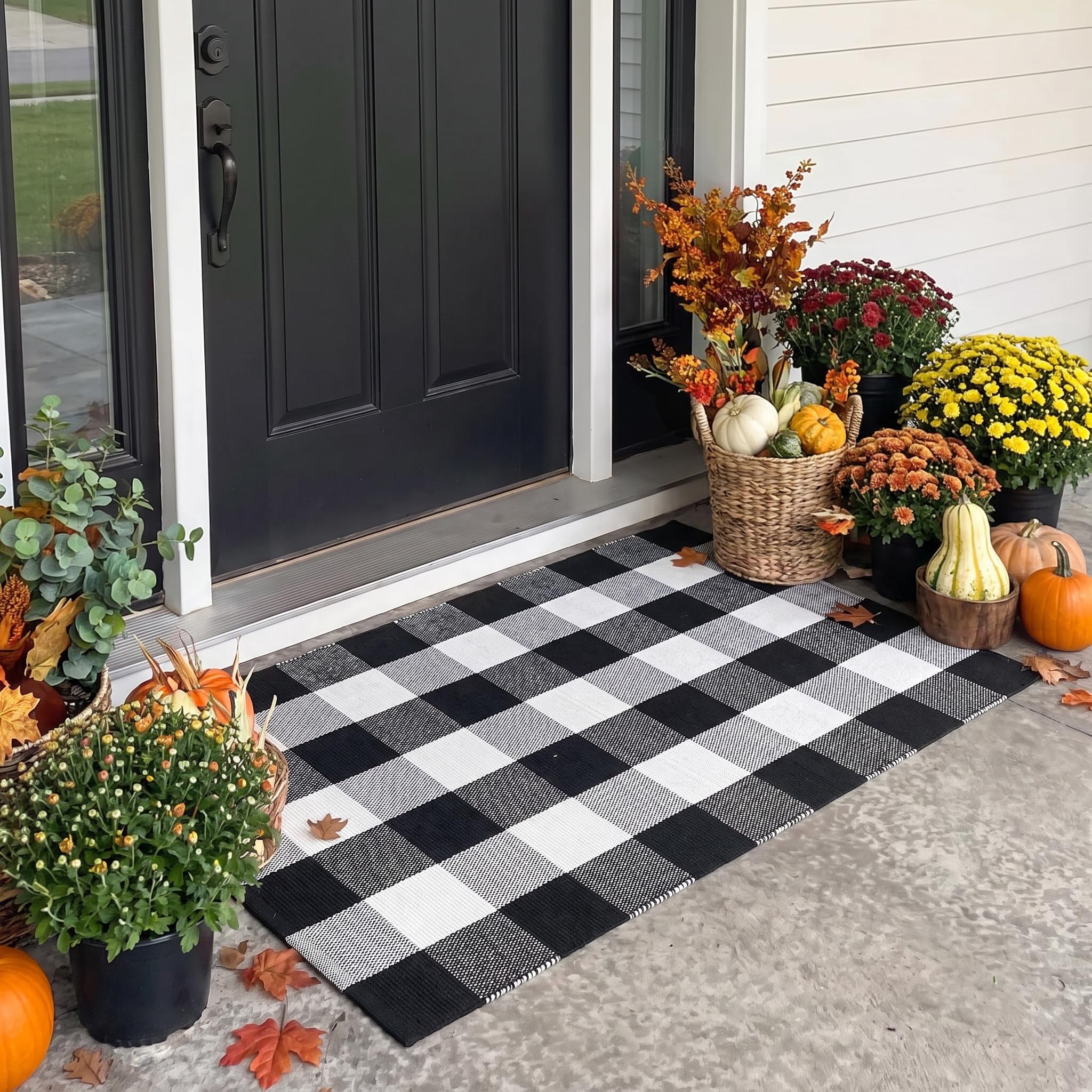 Buffalo Plaid Fall Doormat - Front Door Decor -4