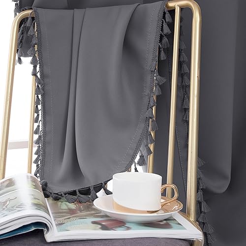 Miniatura 7 de Cortinas opacas WONTEX con borlas y ojales, para dormitorio o salón, 2 paneles