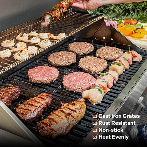 Miniatura 7 de Monument Grills Parrillas de gas propano más grandes de 4 quemadores estilo gabinete de acero inoxidable con tapa de visión transparente, controles
