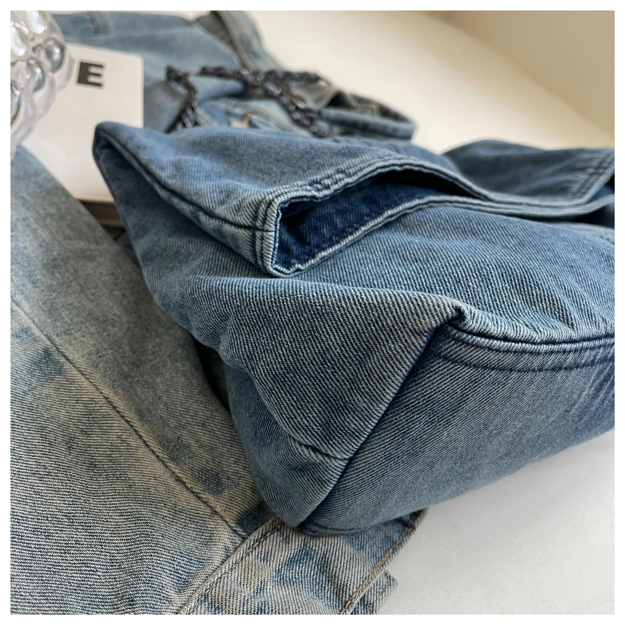 Borsa Jeans Donna Borsa da donna in denim, borsa a tracolla inclinata, tote originale retrò, pigra, grande capacità