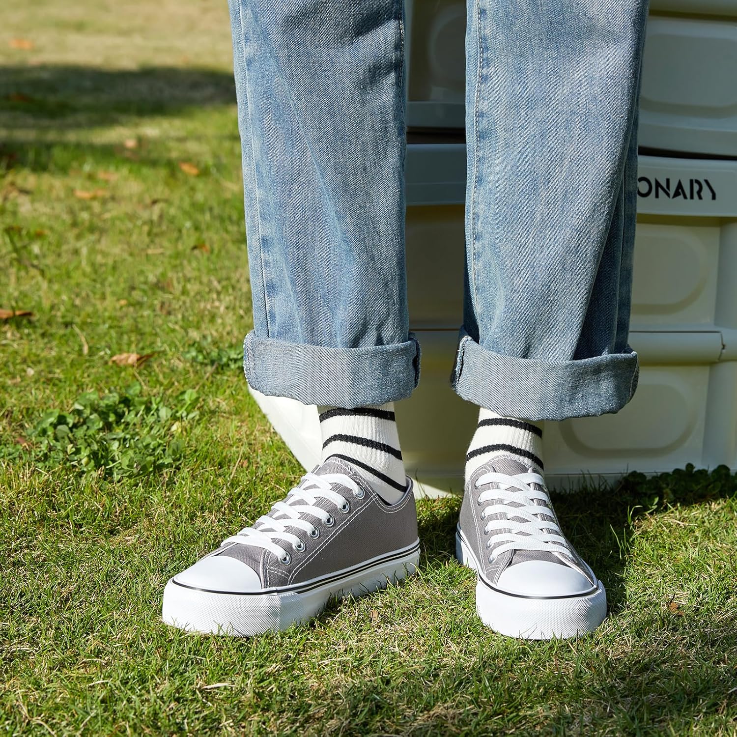 ZGR Womens White Tennis Shoes for Women,Lace up Canvas Sneakers,Casual Walking Canvas Shoes - Image 8