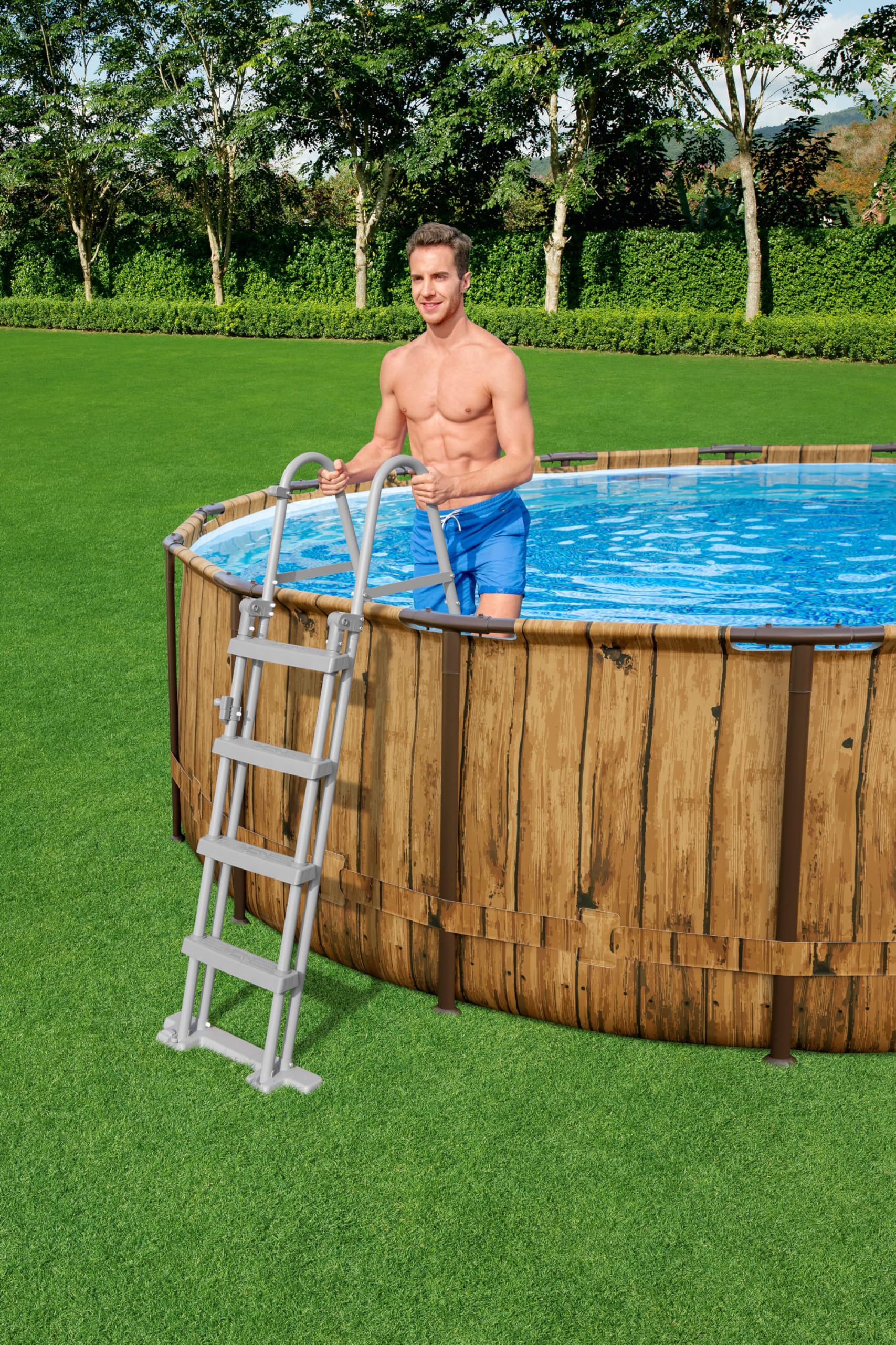 Echelle de sécurité 2 x 4 marches pour Piscine Hauteur 122 cm