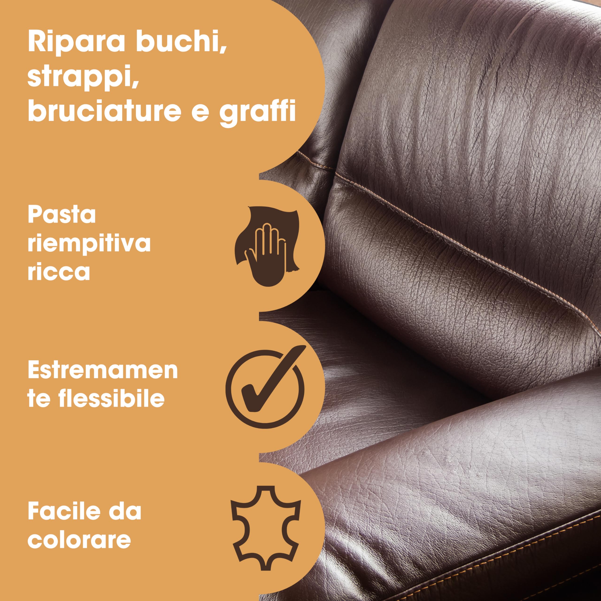 Furniture Clinic Filler per la Riparazione della Pelle: Per Riempire Buchi, Graffi, Scalfitture, Crepe (Nero 50ml)
