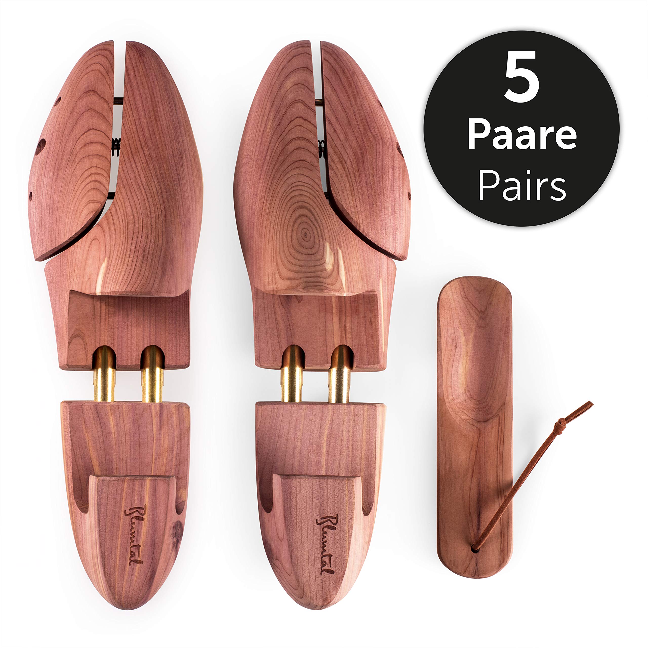 Blumtal Allarga Scarpe Uomo, Tendiscarpe - Forma Scarpe - Allargascarpe in Legno di Cedro con Calzante - Assorbe Umidità e Combatte Cattivi Odori - 5 Paia