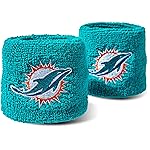 NFL Miami Dolphins Franklin Sports Miami Dolphins Embroidered Wristbandsnfl Embroidered Wristbands, Aqua, One Size