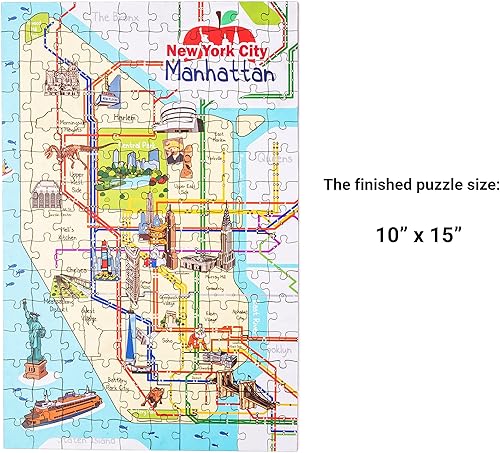 Miniatura 3 de Terra Puzzles New York Manhattan - Rompecabezas de madera con mapa del metro de 152 piezas, 10 x 15 pulgadas