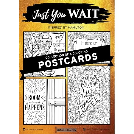 amazon com hamilton legacy collection coloring postcards by coloring broadway hand drawn illustrations printed on matte card stock 5 x 7 set of 4 individual postcards office products