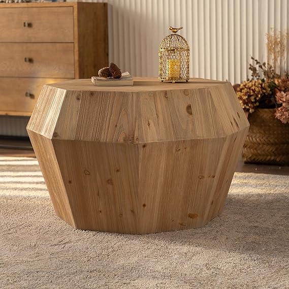 Mcltopz 31.50" Octagonal Wooden Coffee Table,American Retro