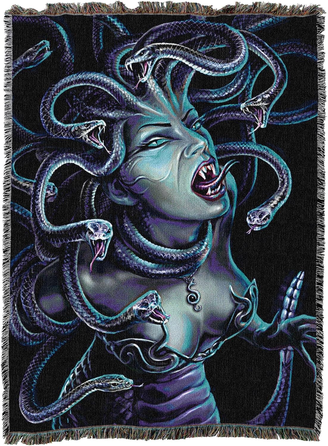 Pure Country Weavers Medusa Woven Blanket by Anne Stokes - Fantasy Gift Cotton Tapestry Throw - Made in The USA - 72" x 54" - Image 2