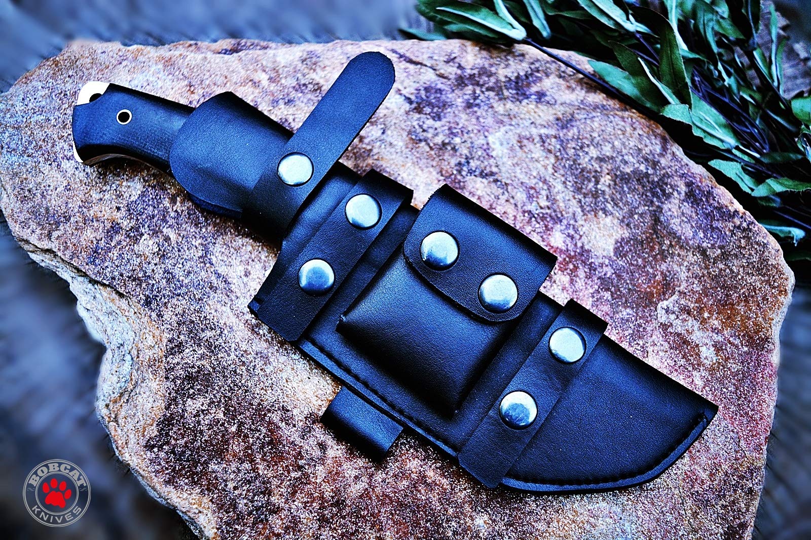 BIGCAT Handmade Tracker Knife with Leather Sheath 12" D2 Steel Fixed