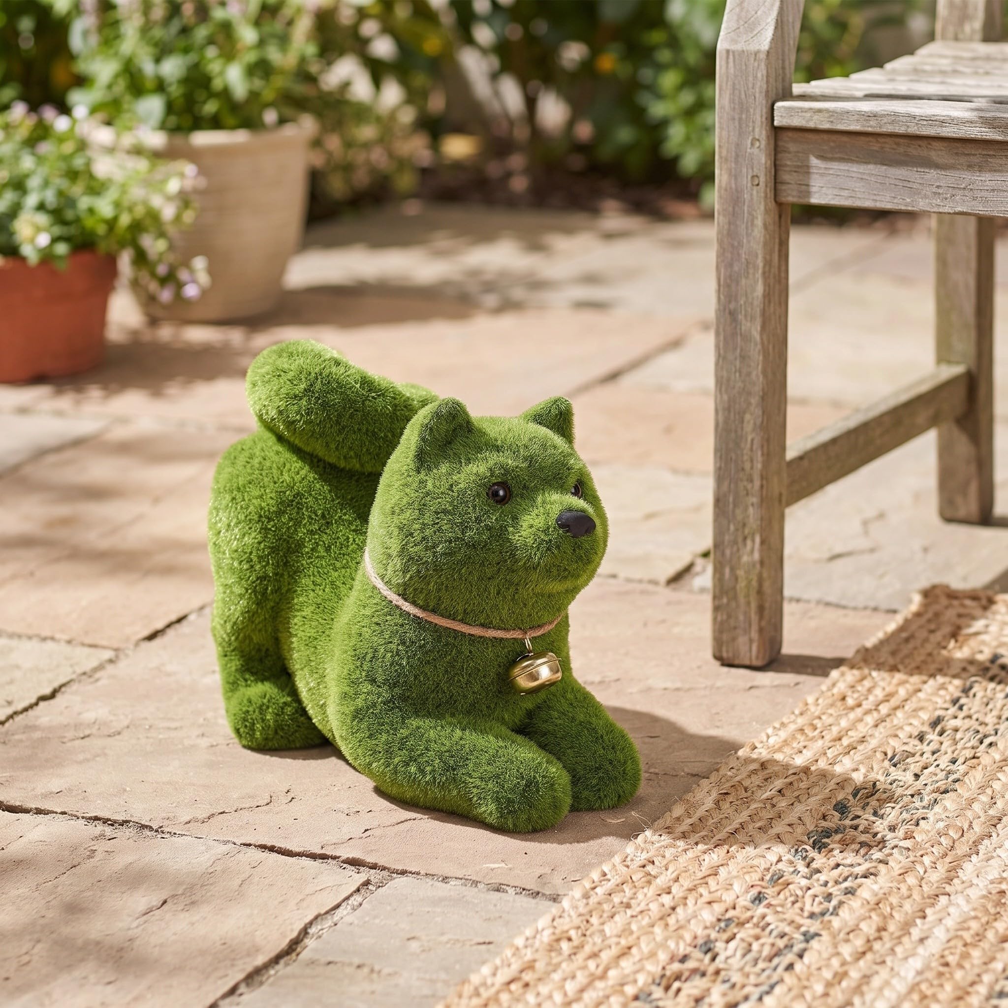BESPORTBLE Statua Cane da Giardino Realistico Sdraiato, Resina Verde