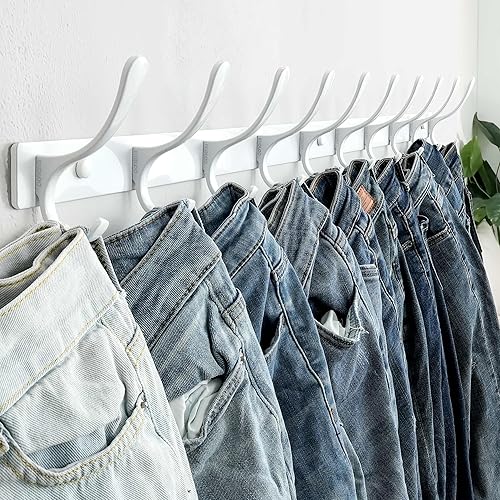 Miniatura 3 de SKOLOO Perchero de pared  10 ganchos, resistente, acero inoxidable, ganchos de pared de metal, ganchos resistentes para colgar abrigos, chaquetas,