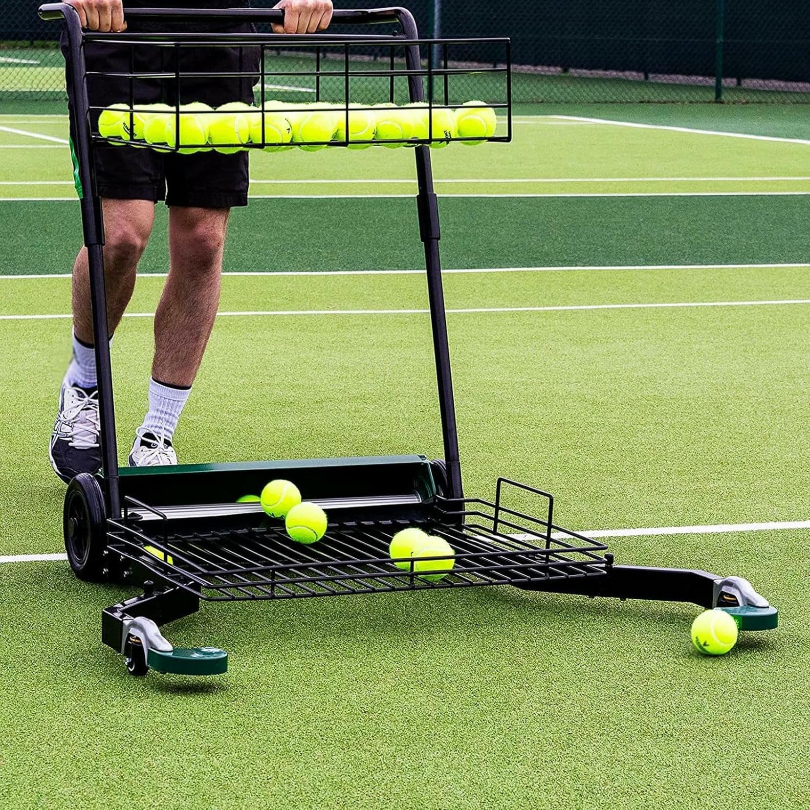 Easy Ball Collector and Hopper, carrello da allenamento per raccogliere 90 palline alla volta, può contenere fino a 290 palline da tennis