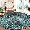 Moynesa Ultra-Thin Washable Round Rug - 6ft Teal Large Living Room Circle Area Rugs, Vintage Dining Room Mat Stain Resistant Nursery Carpet for Bedroom Mudroom Kitchen Apartment Home Office
