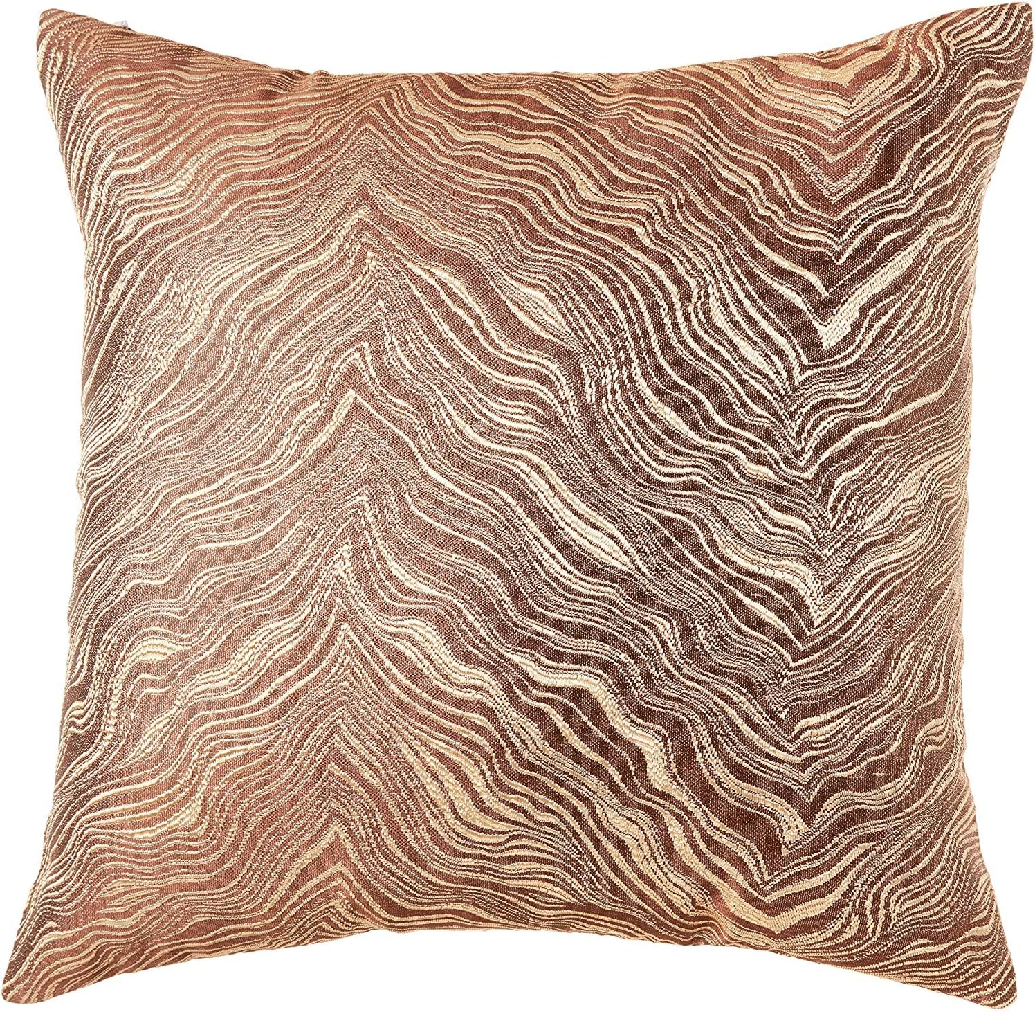 Gold Zebra Pattern Polyester Jacquard Square Throw Pillow Cover