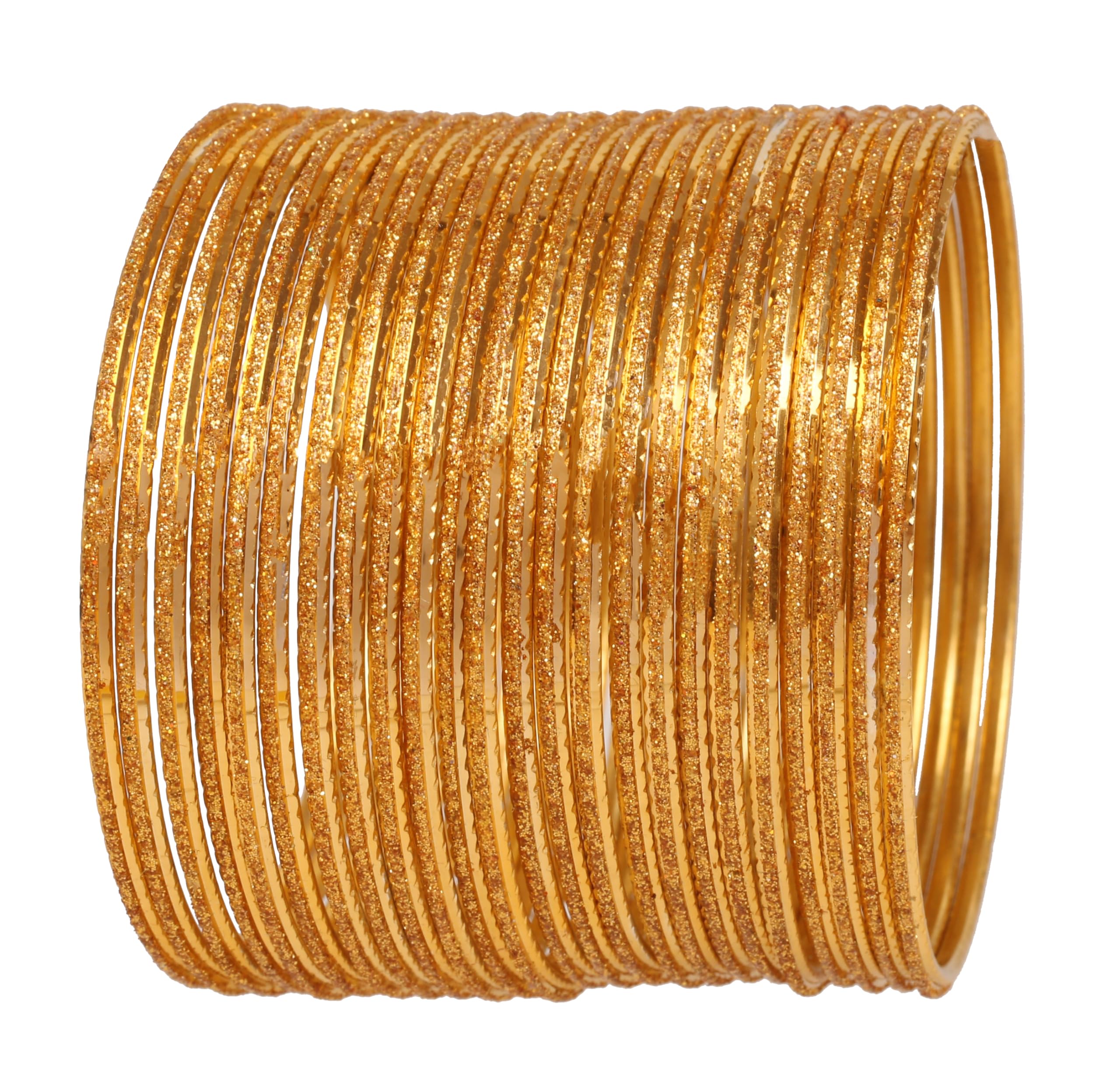 Touchstone NEW! Indian Bollywood Handcrafted Traditional Cut Zigzag Pattern Glittering Golden Style Definition Designer Jewelry Bracelets Bangles. Set Of 24. In Gold Tone For Women.