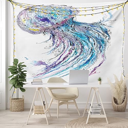 Miniatura 103 de Ambesonne Tapiz de fantasía, paisaje de fantasía con reloj, rayos de cielo de ensueño desde el techo, arte ficticio, colgante de pared ancho para