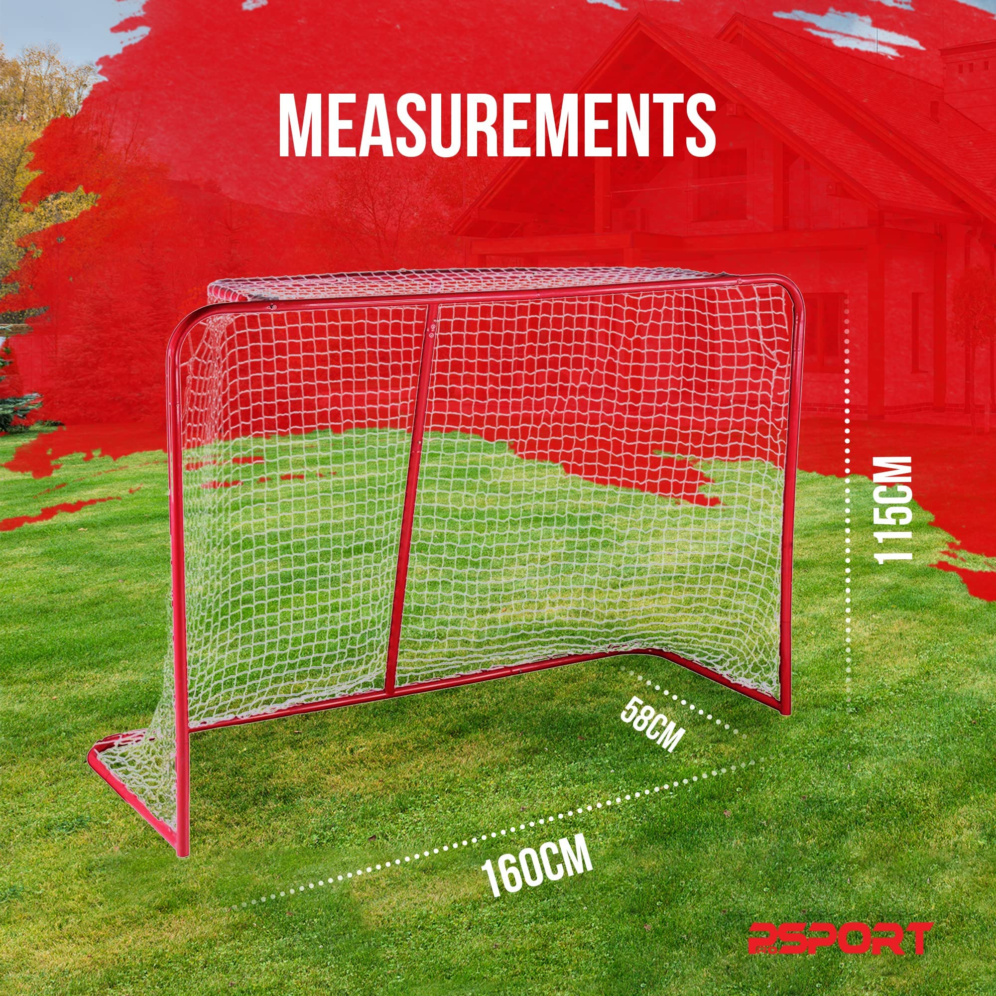 Nordic ProStore Prosport Porta da Street Hockey 160 x 115 x 58 cm Rosso - Adatta anche per Hockey Ghiaccio, Floorball e Giochi da Giardino – Porta per Bambini 14+ anni e Adulti