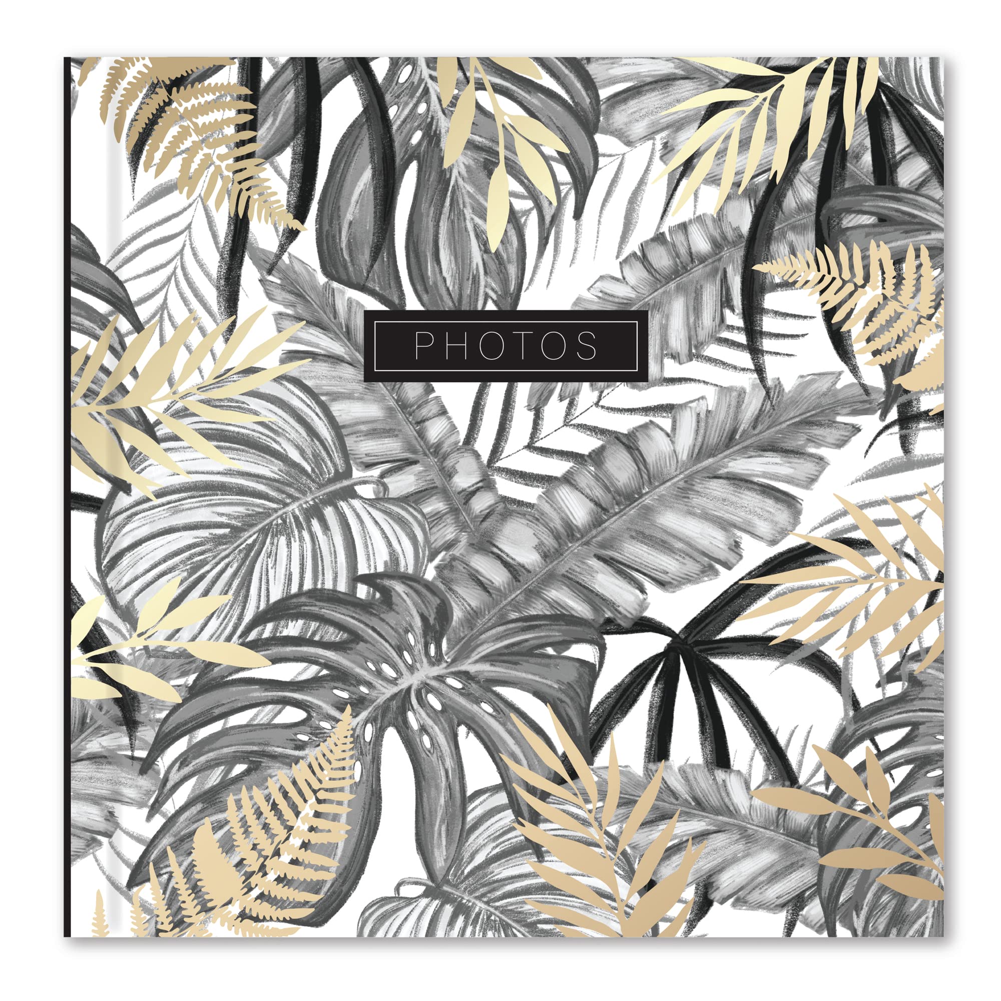 Karrma Ltd. Gold Leaves Photo Album 200 Photo Pockets Suitable For Photos Size 6''X4'' Memo Section A Stiff Backed Padded Cover Slip In Pockets (7592)