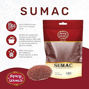 Spicy World Sumac Spice Powder 7 Ounce Bag - Ground Sumac, Sumac Seasoning (Sumak)