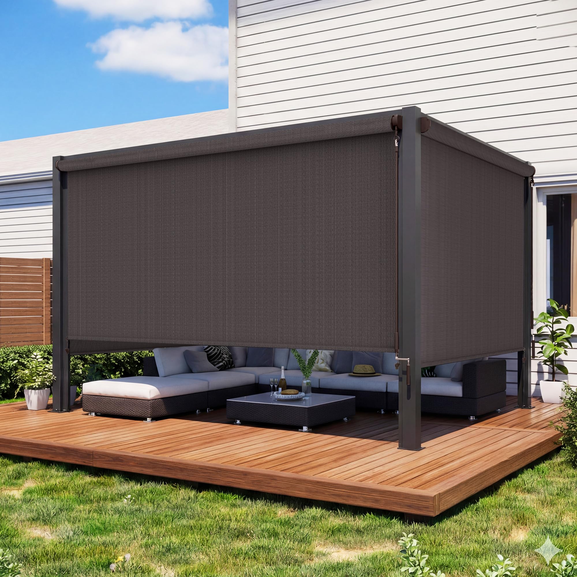 Photo 1 of 10'W x 8'H Integrated Outdoor Roller Shade for Sun & Privacy Protection