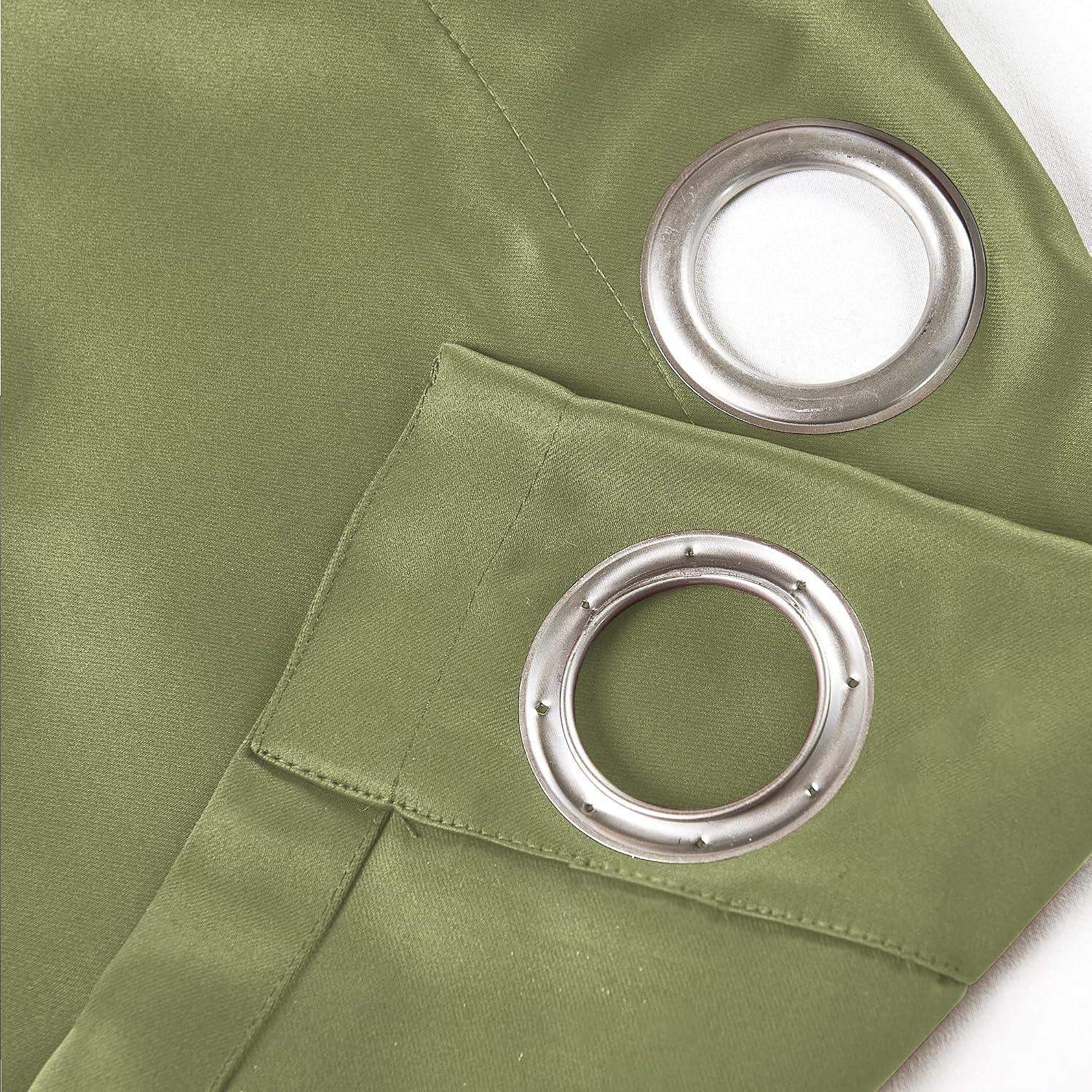 HESTIN 4 Piece (Includes 2 Panels and 2 Tiebacks) Blackout Curtains Blinds Set, Solid Thermal Insulated Grommet Blackout Window Drapes for Bedroom, Living Room, Olivine Green, 54" x 84"