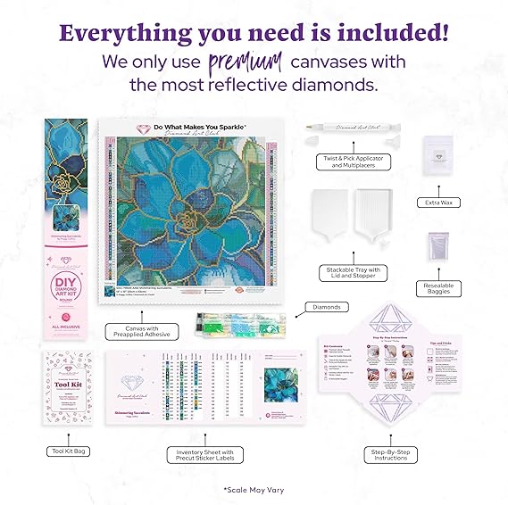 DIAMOND ART CLUB Shimmering Succulents Diamond Painting Kit, Fun DIY Crafts for Adults, Round Diamond Art Canvas, 13 x 13 (33 cm x 33 cm)