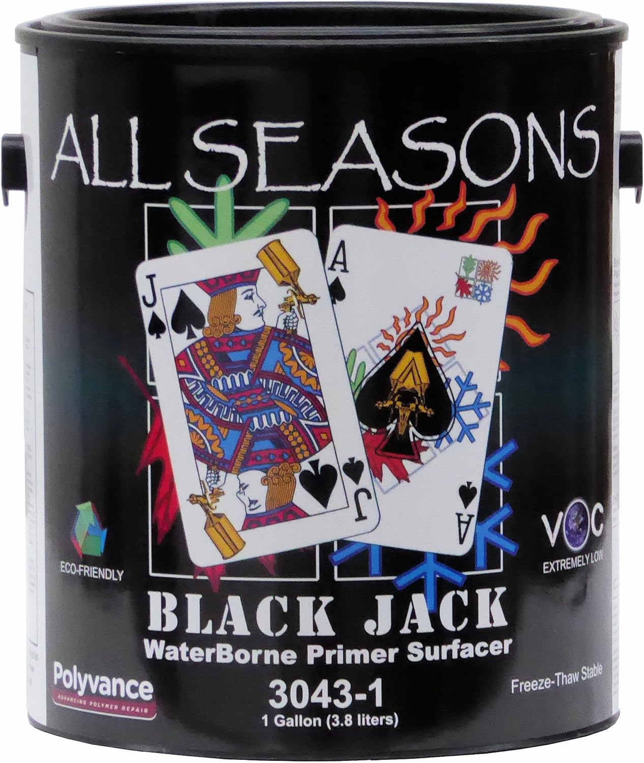 Polyvance All Seasons Black Jack Waterborne Primer Surfacer, Black, 1 Gallon, Made in USA